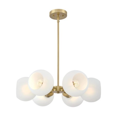 WESTINGHOUSE Chandelier 60W 6-Light Dorney Champagne Brass Frosted Glass 6128100